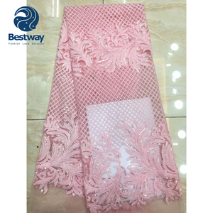 Bestway Broderie Blanc <span class=keywords><strong>Français</strong></span> Sequin Tulle Dentelle Tissu - Product Image 4