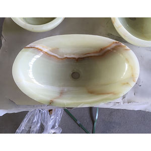 Lavabo en pierre d'onyx vert naturel, lavabo en marbre d'onyx vert - Product Image 3