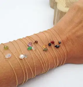 Zooying Simple Dainty Birth Stone Gemstone Bracelet perlé pour femme