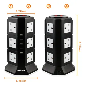 สายสวิทช์ USB 220-250 V ไฟฟ้า Surge Protector สายไฟแนวตั้ง