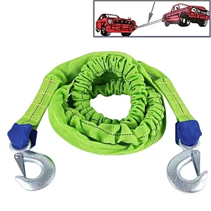 Darurat tugas berat mobil tow strap peregangan towing rope dengan hooks