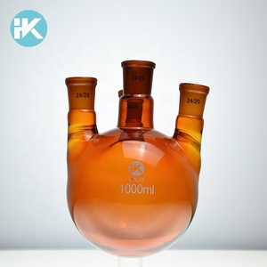 Cristalería de laboratorio ámbar tierra estándar de la boca 1000 ml cuatro cuellos hirviendo frasco proveedor - Product Image 2