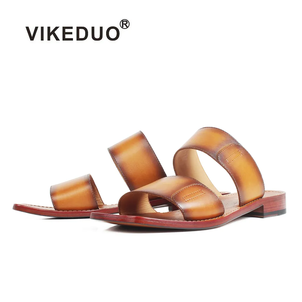 Vikeduo Hand Made Collection Custom Classic Casual Shoes Outdoor Leather Man Slipper For Mens Modern Style