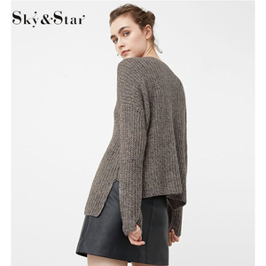Abricot ras du <span class=keywords><strong>cou</strong></span> 16 GG personnalisé tricoté <span class=keywords><strong>laine</strong></span> pull chandail femmes - Product Image 3