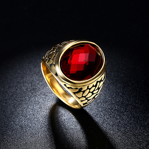 <span class=keywords><strong>Dubai</strong></span> 18K Vàng Mạ Đỏ <span class=keywords><strong>Ruby</strong></span> Nhẫn Nam Tùy Chỉnh Đá Tự Nhiên Thép Không Gỉ Đá Quý Nhẫn - Product Image 2