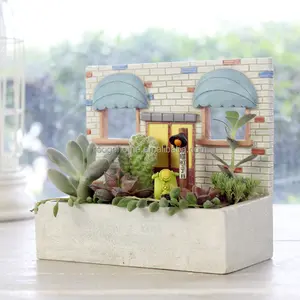 Roogo home résine jardin plantes pot résine dessin animé tu cabane en bois kits cookie shop statue fabriqué en chine