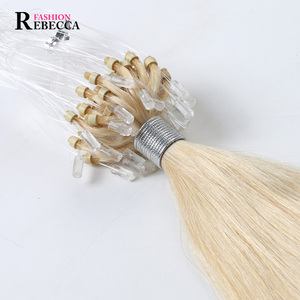 <span class=keywords><strong>Rebecca</strong></span> Gros 100% Remy Vierge Micro Boucle Anneau Extension De Cheveux Humains Fournisseur - Product Image 2
