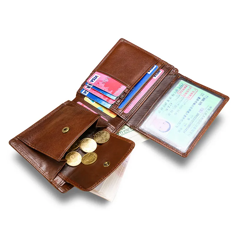 RFID Männer Echt leder Brieftasche Multi-Card kurze Geldbörse für männliche Bifold Business Casual Geldbörse Brieftasche