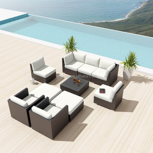 Asientos profunda espresso sorprendente apariencia exterior sofá <span class=keywords><strong>modular</strong></span> jardín con mesas y sillas de ratán sintético - Product Image 3