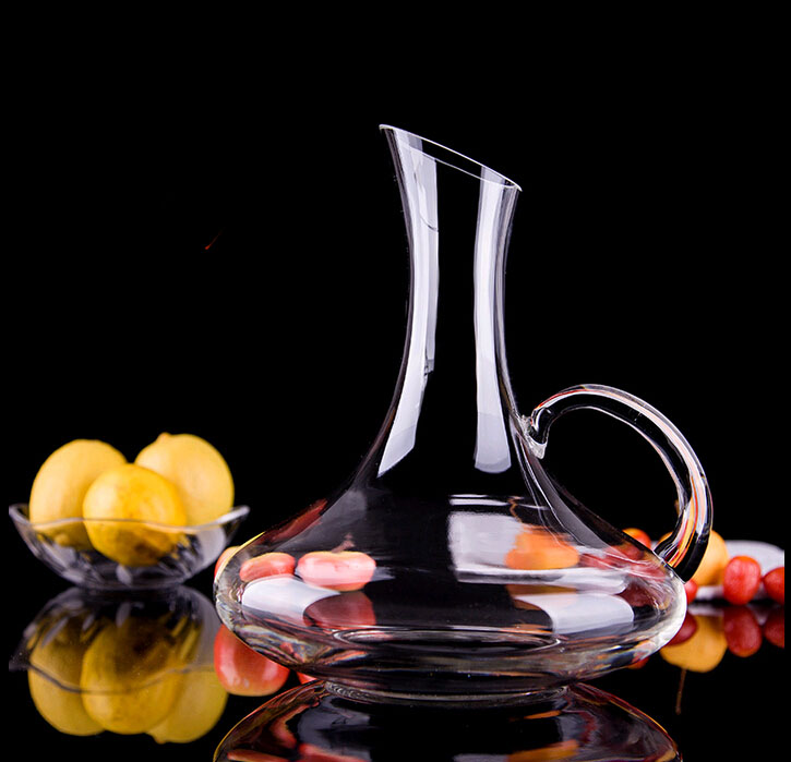 Free sample wholesale oblique mouth round crystal glass wine decanter