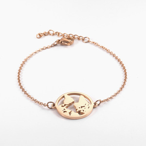 Collier vintage simple et minimaliste en acier inoxydable avec carte du monde, globe terrestre en argent/or/or rose, continent pour homme/femme, cadeau - Product Image 5