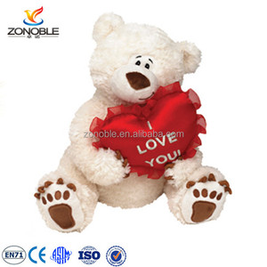 Orsacchiotto di <span class=keywords><strong>Peluche</strong></span> Bianco Personalizzato OEM ODM con Decorazione Cupcake a <span class=keywords><strong>Cuore</strong></span> Rosso e Scritta 'Ti Amo' per Regalo di San Valentino - Product Image 2