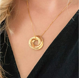 Anillo ruso personalizado grabado nombre collar 3 colores joyería para mujer hombre - Product Image 5