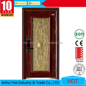 China Supplier Entrance Type Security Door Brown Color High Quality New Style Steel Door Hotel Door
