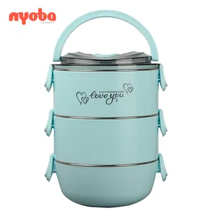 hot selling new colorful leakproof multi function plastic simple portable 3 layers outdoor student 304 lunch box