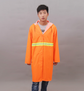 Traffic Safety PVC Rain Coat with Reflective Tape Orange High Quality Low Price Fast Delivery Time - Product Image 1