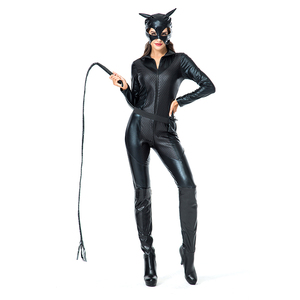 Costume cosplay di halloween con cerniera in lattice/<span class=keywords><strong>Catwoman</strong></span> nero - Product Image 4