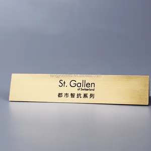 Шелковый экран с напечатанным логотипом, оргстекло, Отображение названия, алюминиевая акриловая горизонтальная металлическая Золотая полированная блестящая настольная подставка
