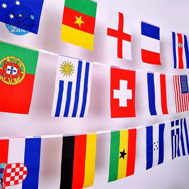 Ruso de la Copa del Mundo de fiesta suministros 32 delantero nacional banderas equipo de banderas de Copa del Mundo de fútbol de banderas