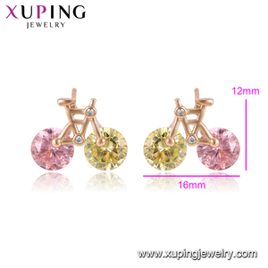 95004 Elegante creatività disegno della ragazza dei monili d'oro <span class=keywords><strong>orecchini</strong></span> vite prigioniera di figura della bicicletta per la vendita calda - Product Image 2