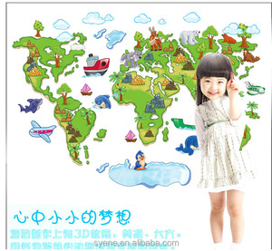 3d <span class=keywords><strong>Del</strong></span> Fumetto <span class=keywords><strong>mappa</strong></span> <span class=keywords><strong>del</strong></span> <span class=keywords><strong>mondo</strong></span> autoadesivo della parete decorazione della casa colorful <span class=keywords><strong>mappa</strong></span> decalcomanie della parete <span class=keywords><strong>del</strong></span> fumetto animali per bambini in pvc home decor wall sticker - Product Image 4