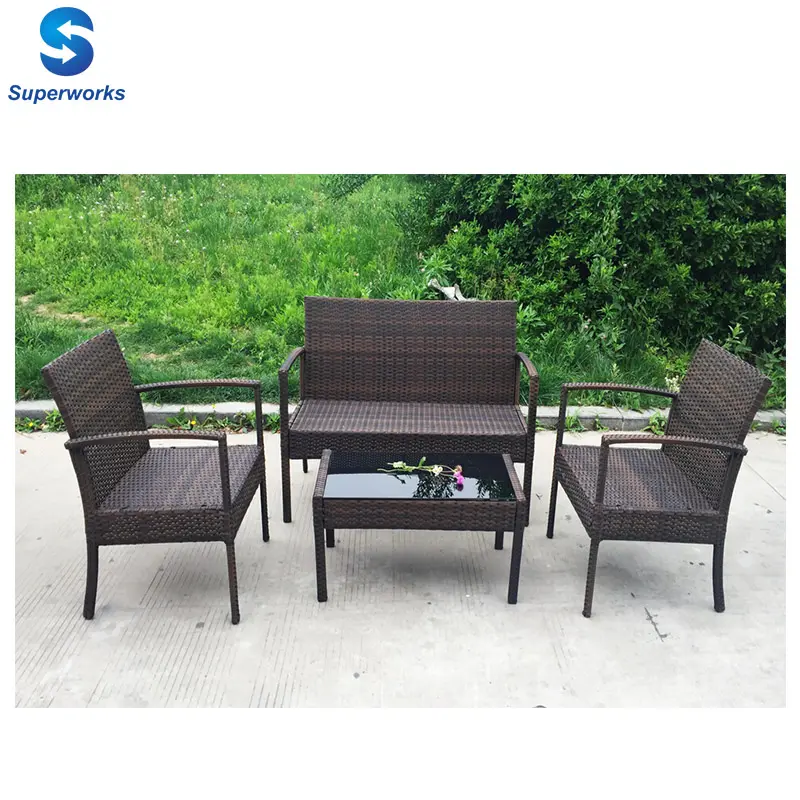 Ngoài trời ăn uống đặt wicker Patio bàn ăn và ghế cho Patio sân sau hiên vườn bên hồ bơi