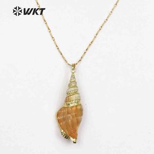 WT-JN044 Hot Sale Đẹp Tùy Chỉnh Desidn Phụ Nữ Jewelry Với Vàng Mạ Điện Tự Nhiên Trumpet Shell Chuỗi Vòng Cổ - Product Image 4