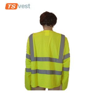 Đa-pockets dài tay áo huỳnh quang màu vàng an toàn áo ghi <span class=keywords><strong>l</strong></span>ê - Product Image 2