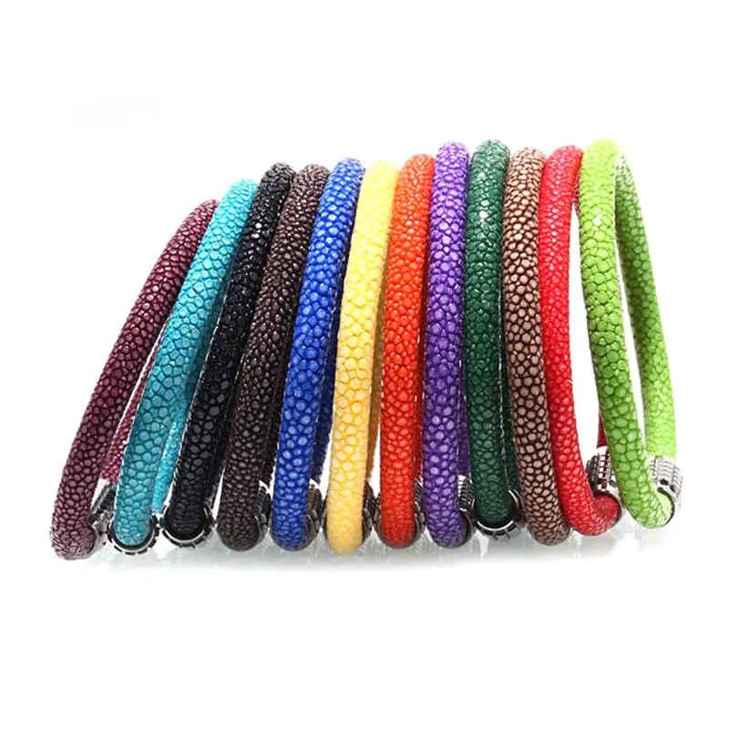 Fashionable Jewellery Colorful Genuine Leather Stingray Skin Bracelets For Couples Gifts