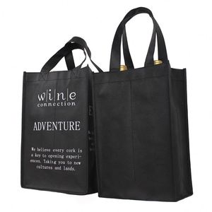 Personalizado de impresión de alta calidad 120gsm negro no tejido <span class=keywords><strong>2</strong></span> botellas 4 botella de vino bolsa de embalaje - Product Image 4