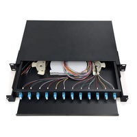 Panel de Conexiones de Fibra Óptica de 24 Núcleos LC, Completo, 1U, 19'', Montaje en Rack, Tipo Cajón Deslizante de Carga Completa