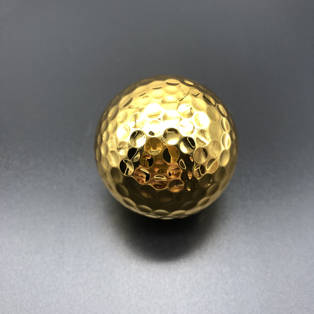 Мяч для гольфа с металлическим покрытием, золотистый, серебристый, синий цвет