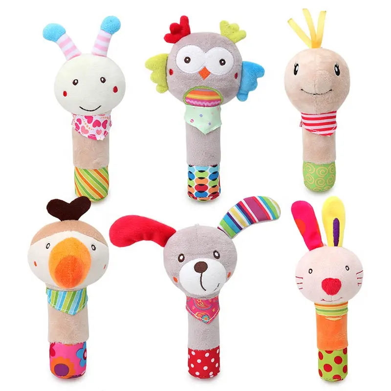 BBSky Stuffed Animal Baby Soft Plush Hand Rattle Squeaker Stick toy B028