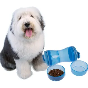 Оптовая продажа, пользовательская портативная бутылка для воды для собак, бутылочка для воды двойного использования для собак, миска для путешествий на открытом воздухе
