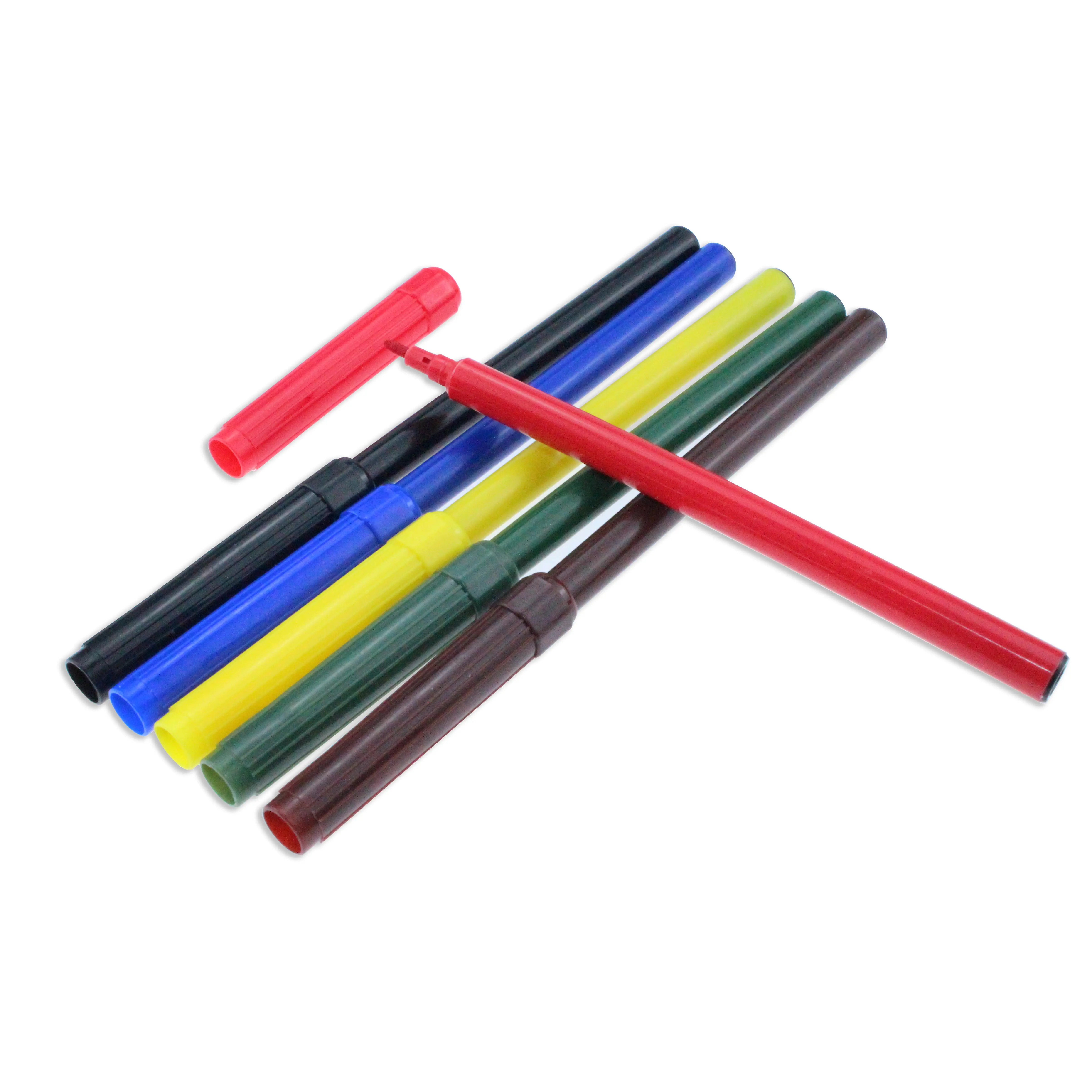 Factory Directly Sale OEM Design Writing Smooth Felt Tip Paint Marker 6pcs Packaged In Pvc Wallet