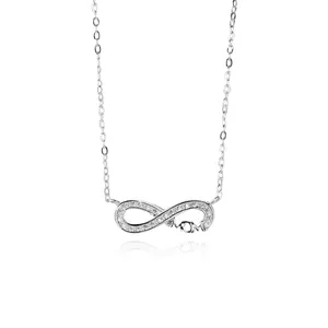 Trendy Wholesale Holiday Gift Fine Jewelry 925 Sterling Silver 8 Shape Infinity Zircon Pendant Necklace