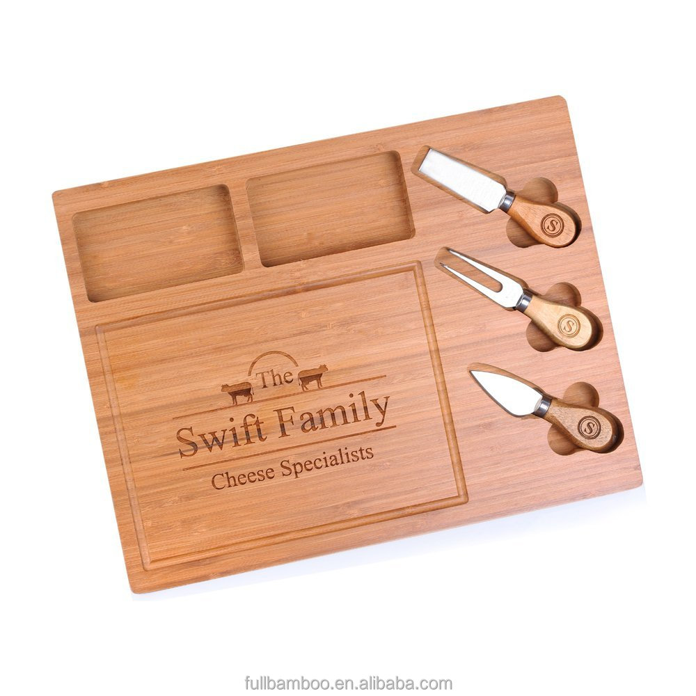 Экологичный лоток для резки бамбукового сыра и хлеба с инструментами
