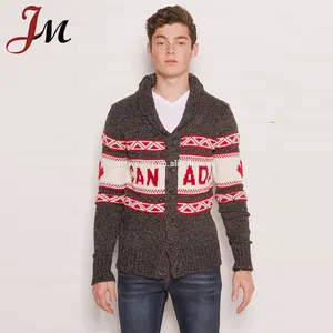 Canada men's jacquard pattern pashmina shawl collar men's shrug sweater wool sweater men