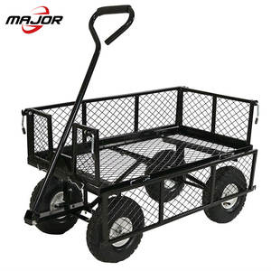 Chariot de courses à 4 roues, chariot utilitaire robuste en acier pour l'extérieur, chariot de pelouse de jardin pour enfants avec roues de plage - Product Image 4