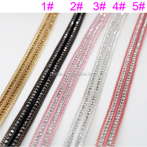 Precio de fábrica latón cadena de <span class=keywords><strong>metal</strong></span> y cadena de la taza del rhinestone recorte rhinestone bandas de malla al por mayor - Product Image 6