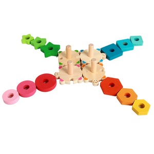 Geometric <strong>Shapes</strong> Building <strong>Block</strong> Giant Tower <strong>Blocks</strong> Game Wood Montessori <strong>Wooden</strong> Toy <strong>Set</strong> - Product Image 4