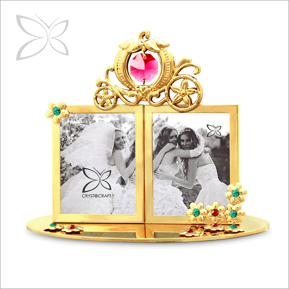 Crystocraft позолоченная металлическая Свадебная каретка, украшенная кристаллами, свадебные фоторамки