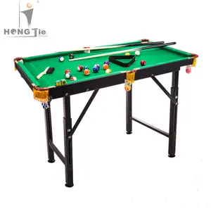 Hongjie mini billiards pool table children playing folding leather pocket solid wood painting