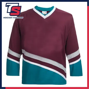 Camiseta de hockey en blanco para práctica de patos anaheim morados de tu propio equipo, personalizada, barata