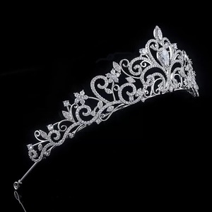2019 zircon cubique concours de beauté véritable rhodium couronne diadèmes de mariage tiare fête à la main à vendre