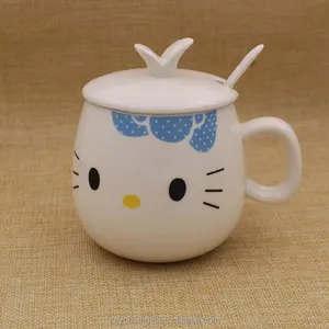 Рекламные подарки керамическая посуда для напитков кофейные чашки синяя кошка кружки с крышками и ложками