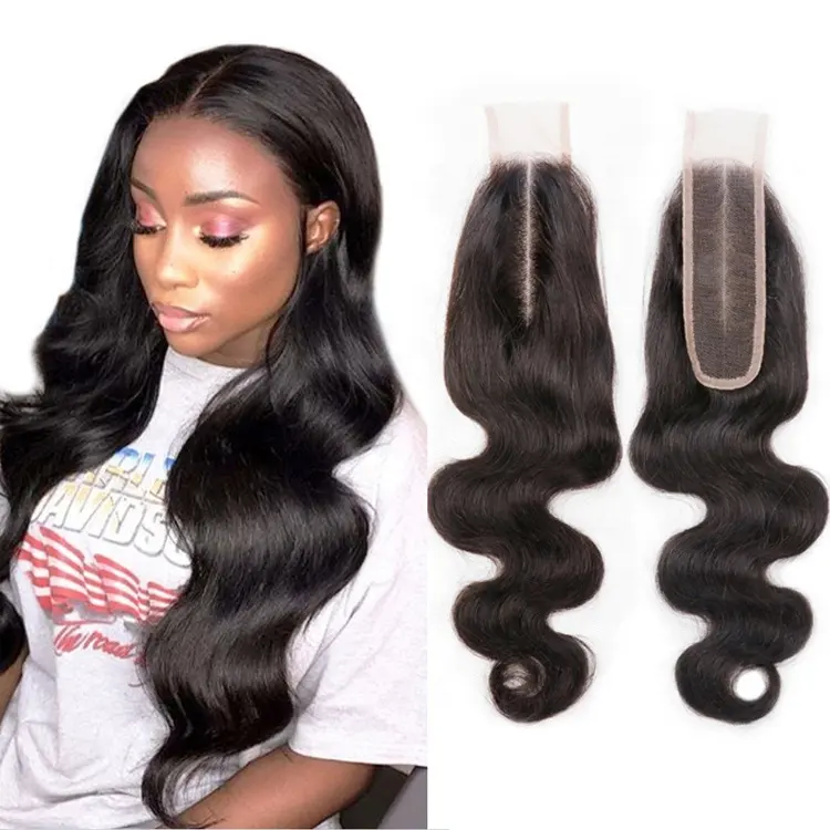 High knight Lace Closure 2*6 Zoll Echthaar Body Wave Lace Frontal Closure Mittelteil 8 "-20" Für schwarze Frauen