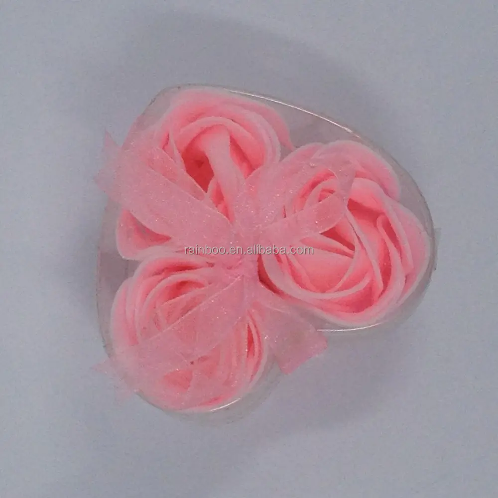 Jabón de papel rosa de flores en caja de PP para promoción