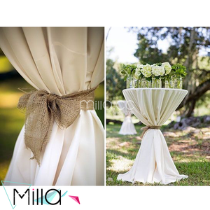 Champagne Poly Satin Vải Lanh Cao Cocktail Bảng Vải Với Organza Sash - Product Image 6