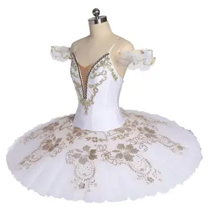 OCT9178 Fast Shipping OEM White And gold giselle ballet tutu for girls